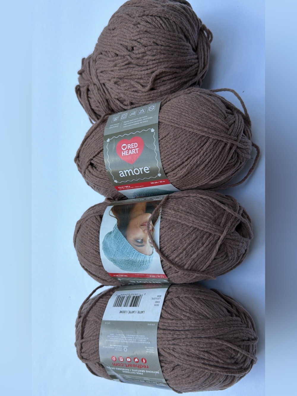 Red Heart Amore Yarn - Soft Brown Knit Yarn for Crafting